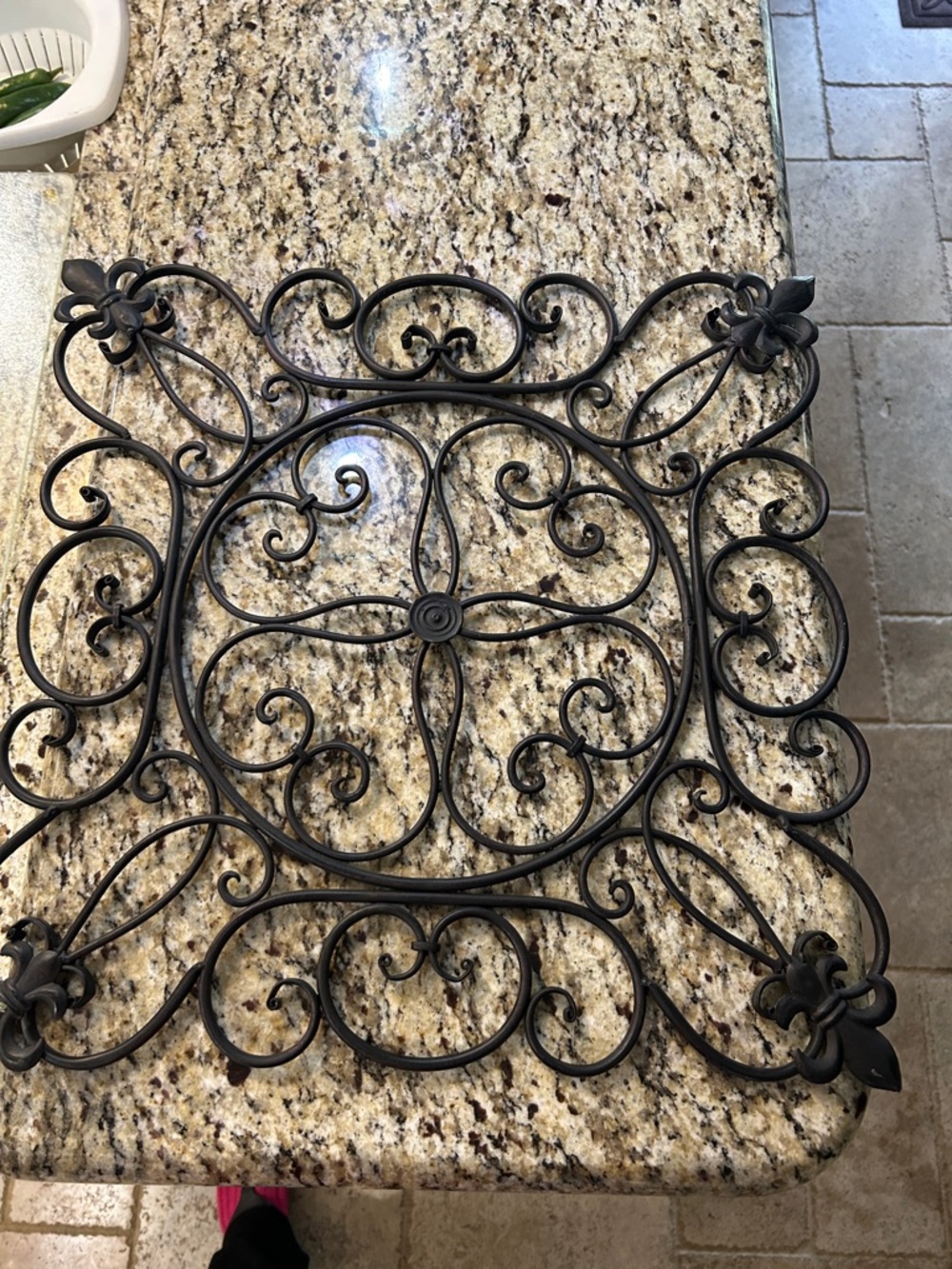 Hand Crafted Black Wrought Iron Wall Scroll Accent - Picture 3 of 9